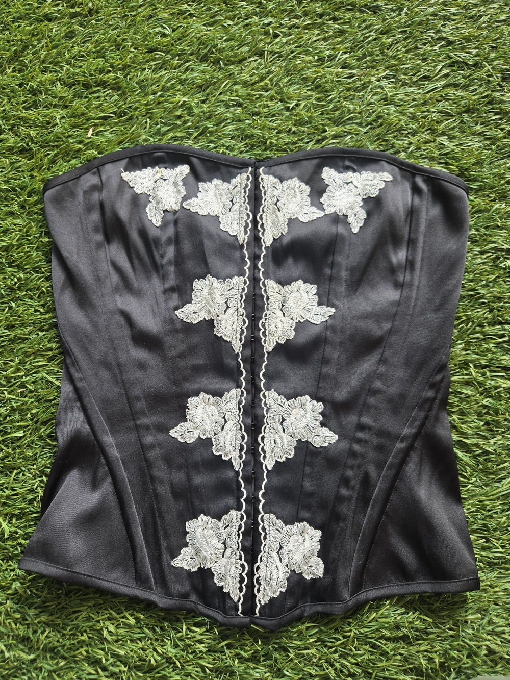 vintage Y2K Charlotte Russe black satin corset top